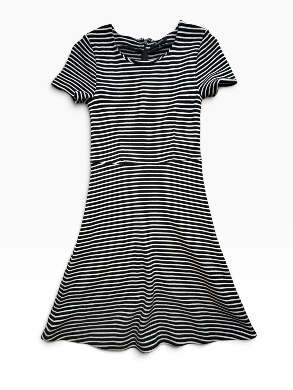 Madewell Gallerist Dress in Black White Striped Fit Size Small